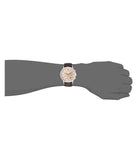 Emporio Armani Classic Chronograph Beige Dial Brown Leather Strap Watch For Men - AR2433