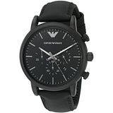 Emporio Armani Luigi Chronohraph Black Dial Black Leather Strap Watch For Men - AR1970