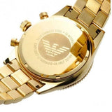 Emporio Armani Chronograph Black Dial Gold Steel Strap Watch For Men - AR5857
