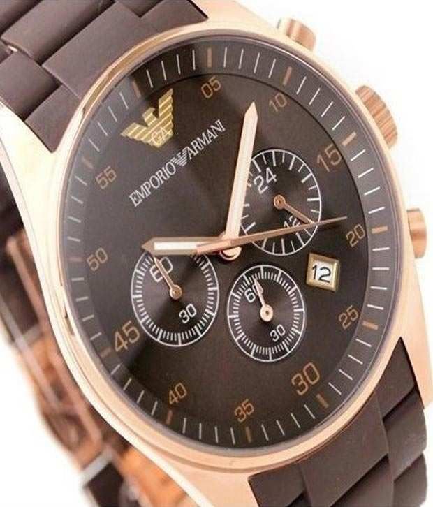 Montre Emporio Armani Sport chronographe cadran marron en acier