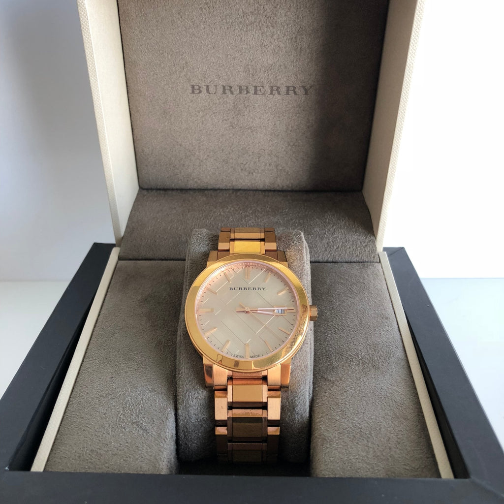 Burberry The City Rose Gold Dial Rose Gold Steel Strap Watch for Women - BU9034