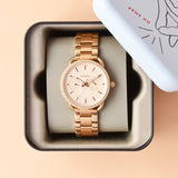 Fossil Tailor Rose Gold Dial Rose Gold Steel Strap Watch for Women - ES4264