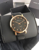 Marc Jacobs Baker Black Dial Black Leather Strap Watch for Women - MBM8633