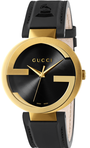 Gucci Interlocking Special Edition Grammy Black Dial Black Leather Strap Watch For Men - YA133208