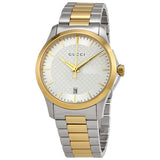 Gucci G Timeless Silver Dial Two Tone Steel Strap Watch For Men - YA126474