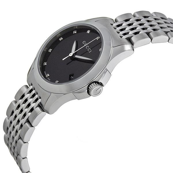 Gucci G Timeless Diamond Mother of Pearl Black Dial Silver Steel