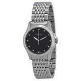 Gucci G Timeless Diamonds Mother of Pearl Black Dial Silver Steel Strap Watch For Women - YA126505