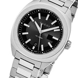Gucci GG2570 Black Dial Silver Steel Strap Watch For Men - YA142401