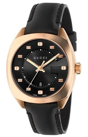 Gucci GG2570 Quartz Black Dial Black Leather Strap Watch For Women - YA142407