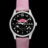 Gucci G-Timeless Moonphase Black Dial Pink Leather Strap Watch For Women - YA1264046