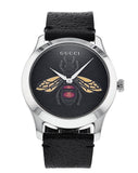 Gucci G Timeless Bee Black Dial Black Leather Strap Watch For Women - YA1264067