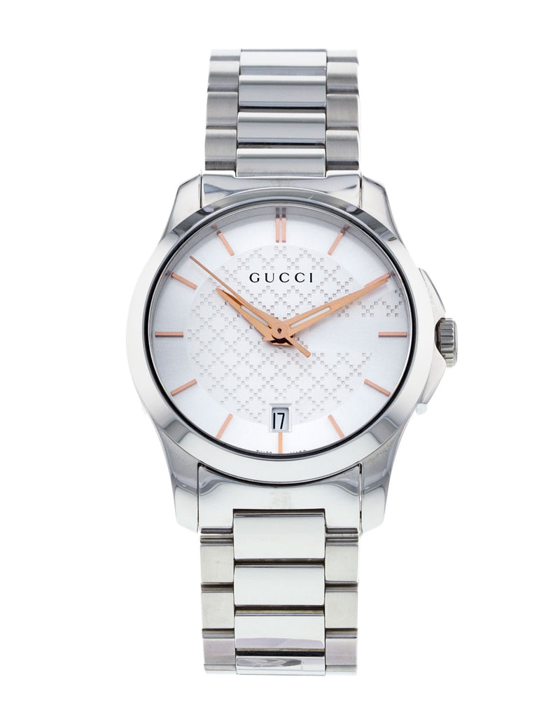 Gucci G Timeless Silver Dial Silver Steel Strap Watch For Women