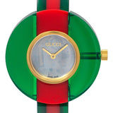 Gucci Vintage Web Mother of Pearl Dial Two Tone Plastic Strap Watch For Women - YA143403