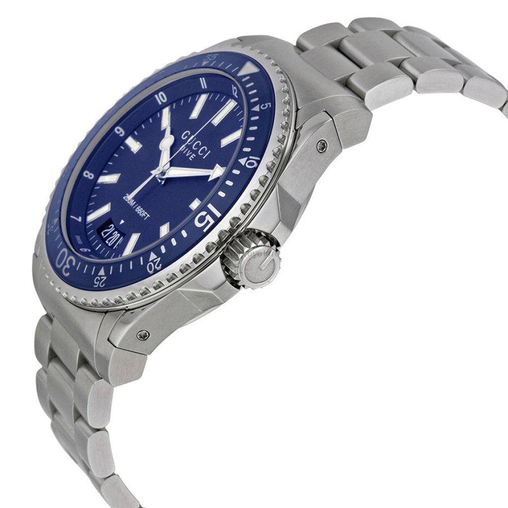 Gucci Dive Blue Dial Silver Steel Strap Watch For Men - YA136203