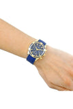 Guess Catalina Blue Gold Tone Blue Silicone Strap Watch For Women - W0562L2