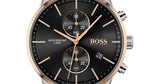 Hugo Boss Associate Black Dial Silver Mesh Bracelet Watch for Men - 1513805