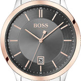 Hugo Boss Classic Grey Dial Two Tone Steel Strap Watch for Men - 1513688