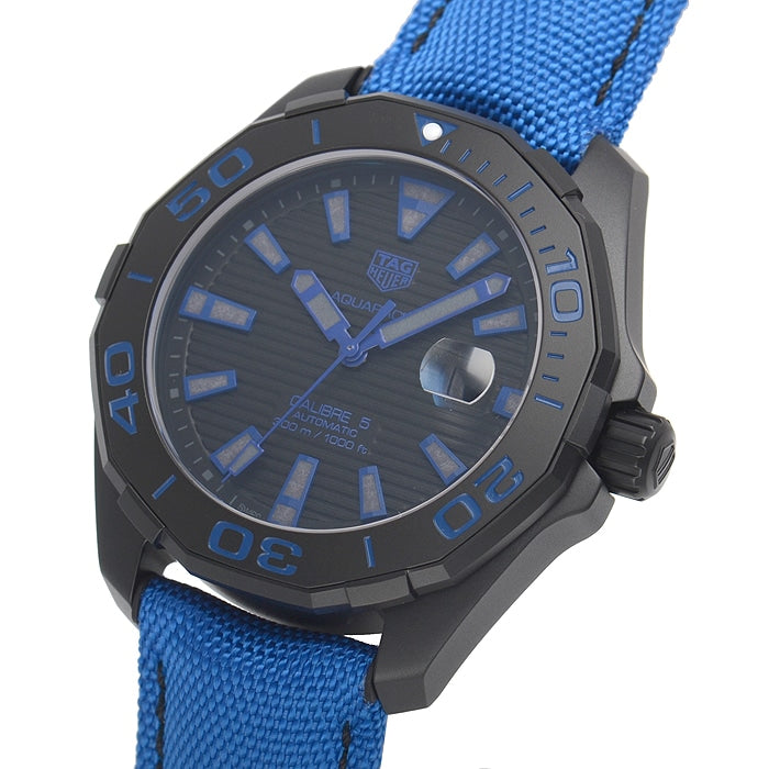 Tag Heuer Aquaracer Calibre 5 Automatic 43mm Titanium Blue Dial Blue Nylon Strap Watch for Gents - WAY208B.FC6382