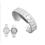 Emporio Armani Ceramica White Mother of Pearl Dial Stainless Steel Strap Watch For Women - AR1426
