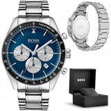 Hugo Boss Chronograph Blue Dial Silver Steel Strap Watch for Men - 1513630