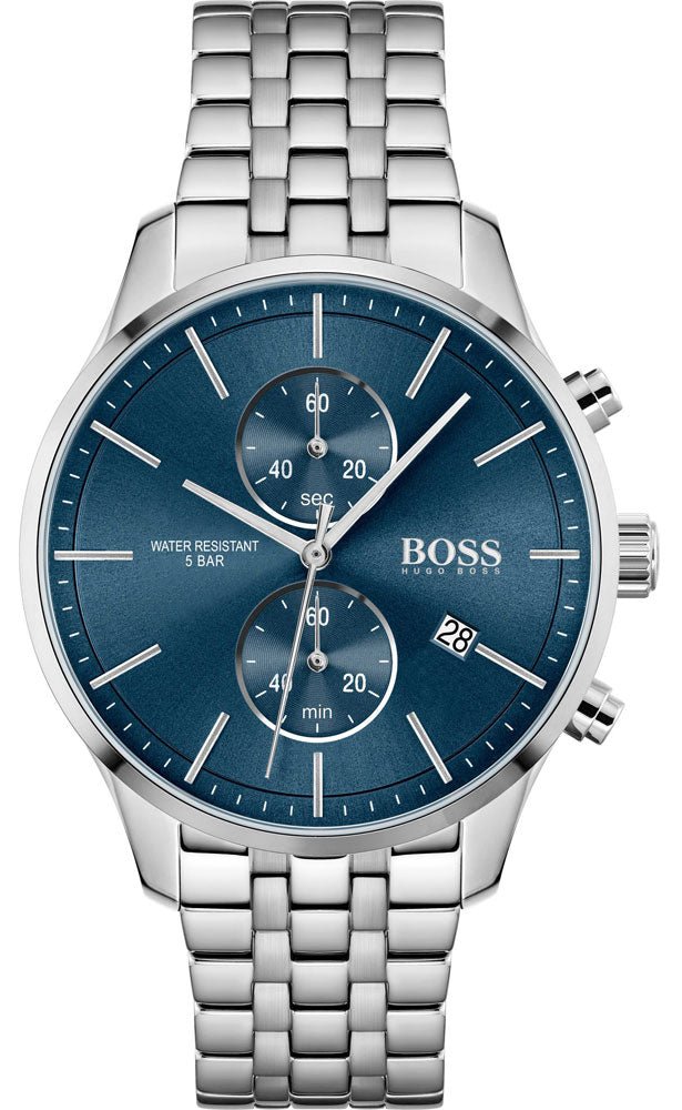 Hugo Boss Associate Blue Dial Silver Steel Strap Watch for Men - 1513839