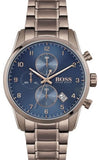 Hugo Boss Skymaster Blue Dial Brown Steel Strap Watch for Men - 1513788