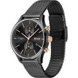 Hugo Boss Associate Black Dial Black Mesh Bracelet Watch for Men - 1513769