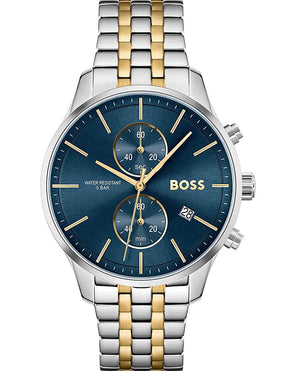 Hugo Boss Associate Blue Dial Two Tone Steel Strap Watch for Men - 1513976