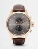 Hugo Boss Jet Grey Dial Brown Leather Strap Watch for Men - 1513281