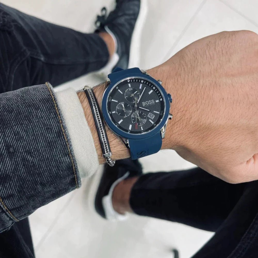 Hugo boss watch blue rubber strap online