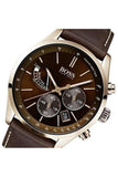 Hugo Boss Grand Prix Brown Dial Brown Leather Strap Watch for Men - 1513605