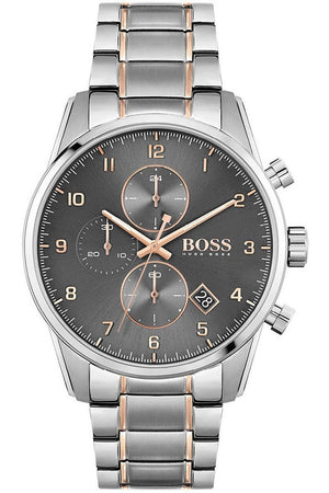 Hugo Boss Skymaster Grey Dial Two Tone Steel Strap Watch for Men - 1513789