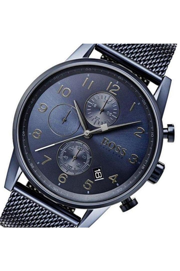 Hugo Boss Navigator Chronograph Blue Dial Blue Mesh Bracelet Watch for Men - 1513538