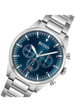 Hugo Boss Pioneer Blue Dial Silver Steel Strap Watch for Men - 1513867