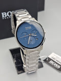 Hugo Boss Peak Chronograph Blue Dial Silver Steel Strap Watch for Men - 1513763