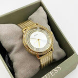 Guess Willow Two Tine Dial Gold Mesh Bracelet Watch For Women - W0836L3