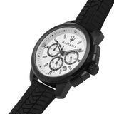 Maserati Successo 44mm White Dial Black Silicone Strap Watch For Men - R8871621010