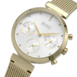 Hugo Boss Flawless White Dial Gold Mesh Bracelet Watch for Women - 1502552