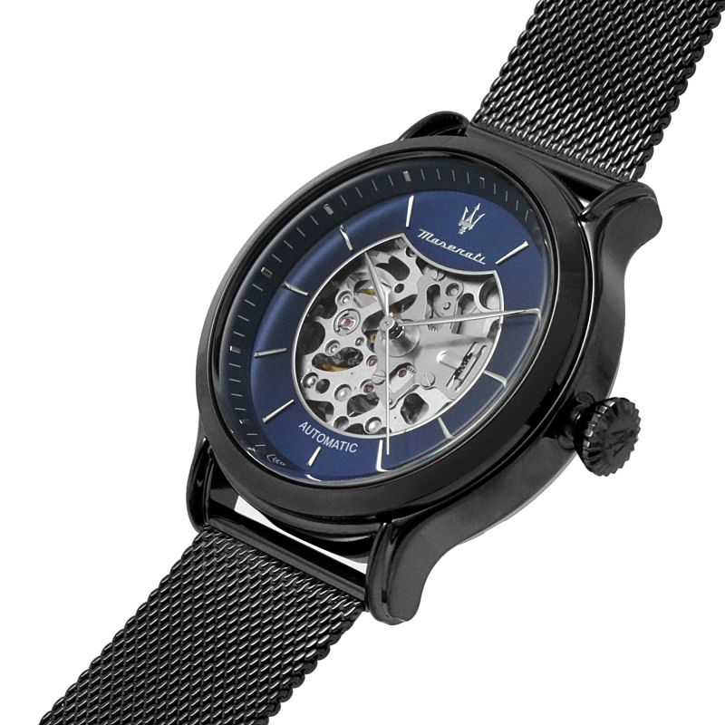 Maserati Epoca Automatic Skeleton Blue Dial Mesh Bracelet Watch For Men - R8823118002