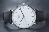 Tissot T Classic Everytime Large White Dial Black Leather Strap Watch For Men - T109.610.16.031.00