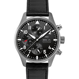 IWC Pilot's Watch Chronograph Black Dial Black Leather Strap Watch for Men - IW377709