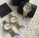 Marc Jacobs Fergus White Dial Gold Stainless Steel Strap Watch for Women - MBM8647