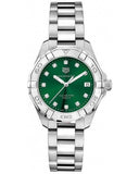 Tag Heuer Aquaracer Quartz 32mm Emerald Green Dial Silver Steel Strap Watch for Women - WBD1316.BA0740