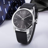 Calvin Klein City Grey Dial Black Leather Strap Watch For Men - K2G21107