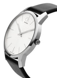 Calvin Klein City White Dial Black Leather Strap Watch For Men - K2G211C6