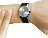 Calvin Klein City Silver Dial Black Leather Strap Watch For Women - K2G231C6