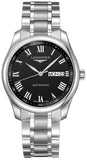 Longines Master Collection Automatic Day Date Black Dial Silver Steel Strap Watch for Men - L2.755.4.51.6