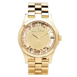 Marc Jacobs Henry Transparent Gold Dial Gold Stainless Steel Strap Watch for Women - MBM3206