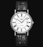 Longines Presence 38.5mm Automatic White Dial Black Leather Strap Watch for Men - L4.921.4.11.2