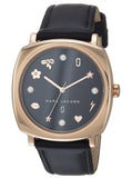 Marc Jacobs Mandy Black Dial Black Leather Strap Watch for Women - MJ1565